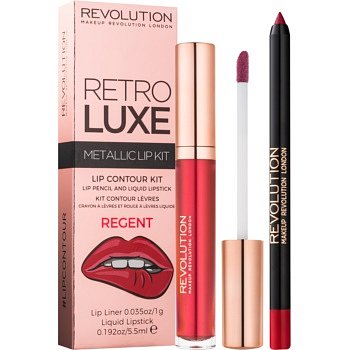 Makeup Revolution Retro Luxe metalická sada na rty odstín Regent 5,5 ml