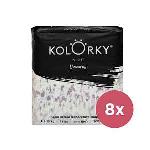 KOLORKY NIGHT - L (8-13 kg) - 152 ks MĚSÍČNÍ ZÁSOBA - noční jednorázové eko plenky