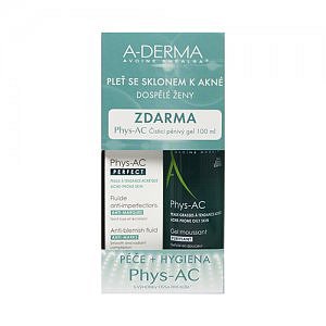 A-DERMA Phys-AC Perfect fluid 40ml +čistící pěnivý gel 100ml ZDARMA