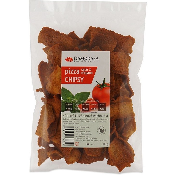 Damodara Pizza chipsy (rajče oregáno) 100g