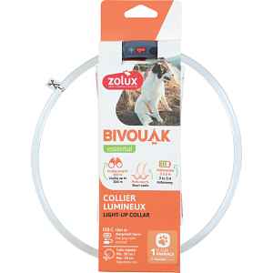 Obojek LED transparent BIVOUAK 30-60cm USB červe Zolux