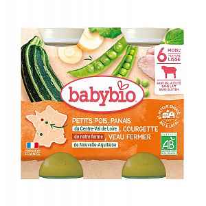 BABYBIO hrášek pastinák cuketa telecí maso 2x200g