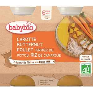 BABYBIO mrkev s máslovou dýní, kuřetem a rýží 2x200g