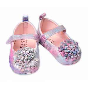 YO ! Kojenecké capáčky, balerínky Girl YO! s Kytičkou, na suchý zip, neonové vel.  9-15 m