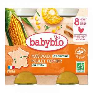 BABYBIO sladká kukuřice s kuřecím masem 2x200g