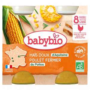 BABYBIO sladká kukuřice s kuřecím masem 2x200g