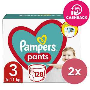2x PAMPERS Pants Kalhotky plenkové jednorázové 3 (6-11 kg) 128 ks - MEGA PACK