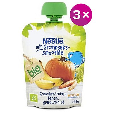 NESTLÉ kapsička ovocná Banán Dýně Mrkev BIO 3x90g