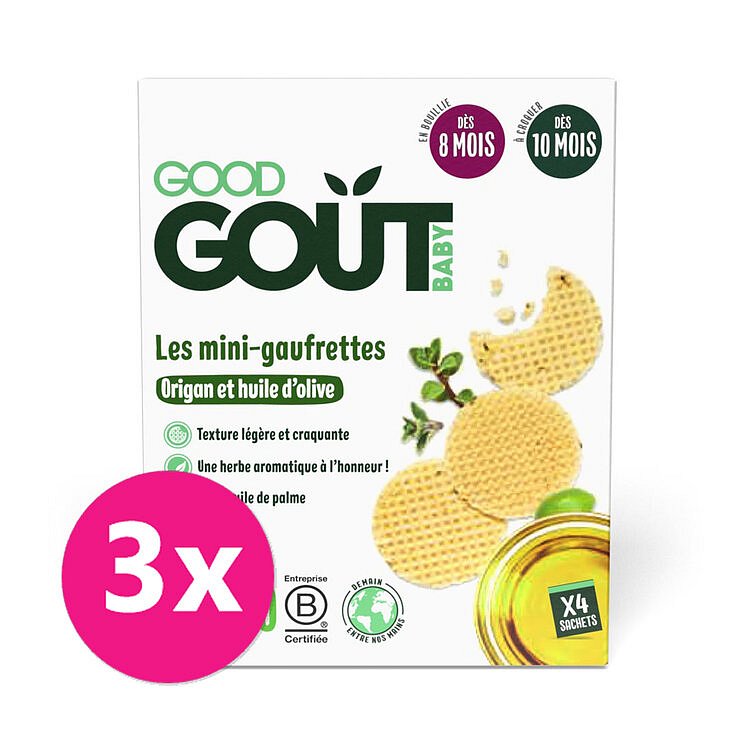 GOOD GOUT BIO Wafle s oregánem a olivovým olejem 3 x 24 g