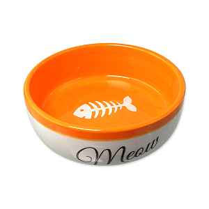 MAGIC CAT Miska keramická bílá/oranžová Meow 13,4x4 cm 170 ml