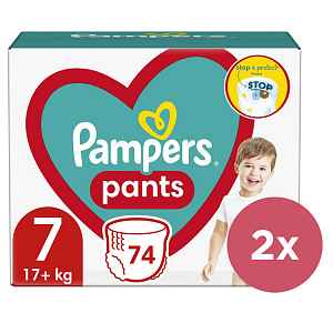 2x PAMPERS Pants Kalhotky plenkové jednorázové 7 (17 kg+) 74 ks - MEGA PACK