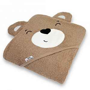 BocioLand Dětská osuška s kapucí 95×95 cm Teddy – měkká froté bavlnahnědá