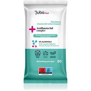 Luba Med Antibacterial Complex vlhčené ubrousky bez alkoholu 50 ks