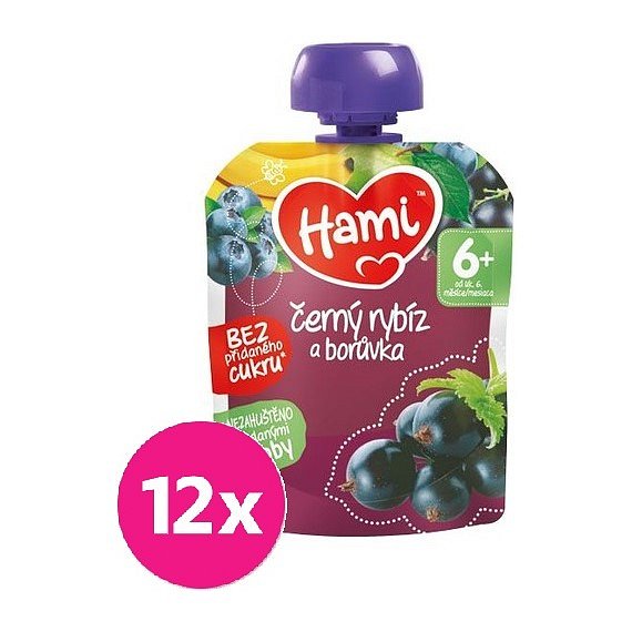 12x HAMI XXL ovocná kapsička Černý rybíz a borůvka 90 g, 6+