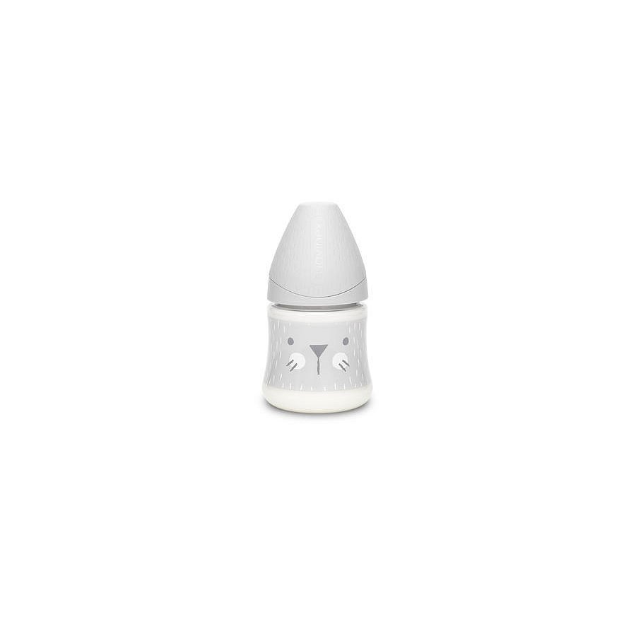 Suavinex Hygge Premium Láhev 150 ml S vousky - šedá