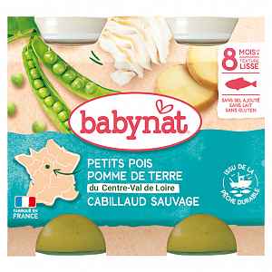 BABYBIO hrášek a brambory s treskou 2x200g