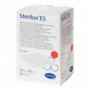 Gáza kompr.nester.Sterilux 7.5x7.5cm/100ks 17vl.8v