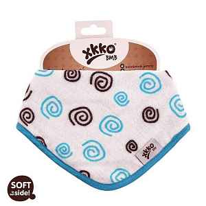 KIKKO Bambusový slintáček/šátek Spirals&Bubbles (1 ks) – cyan spirals