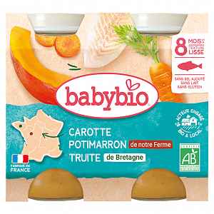 BABYBIO mrkev a dýně se pstruhem 2x200g