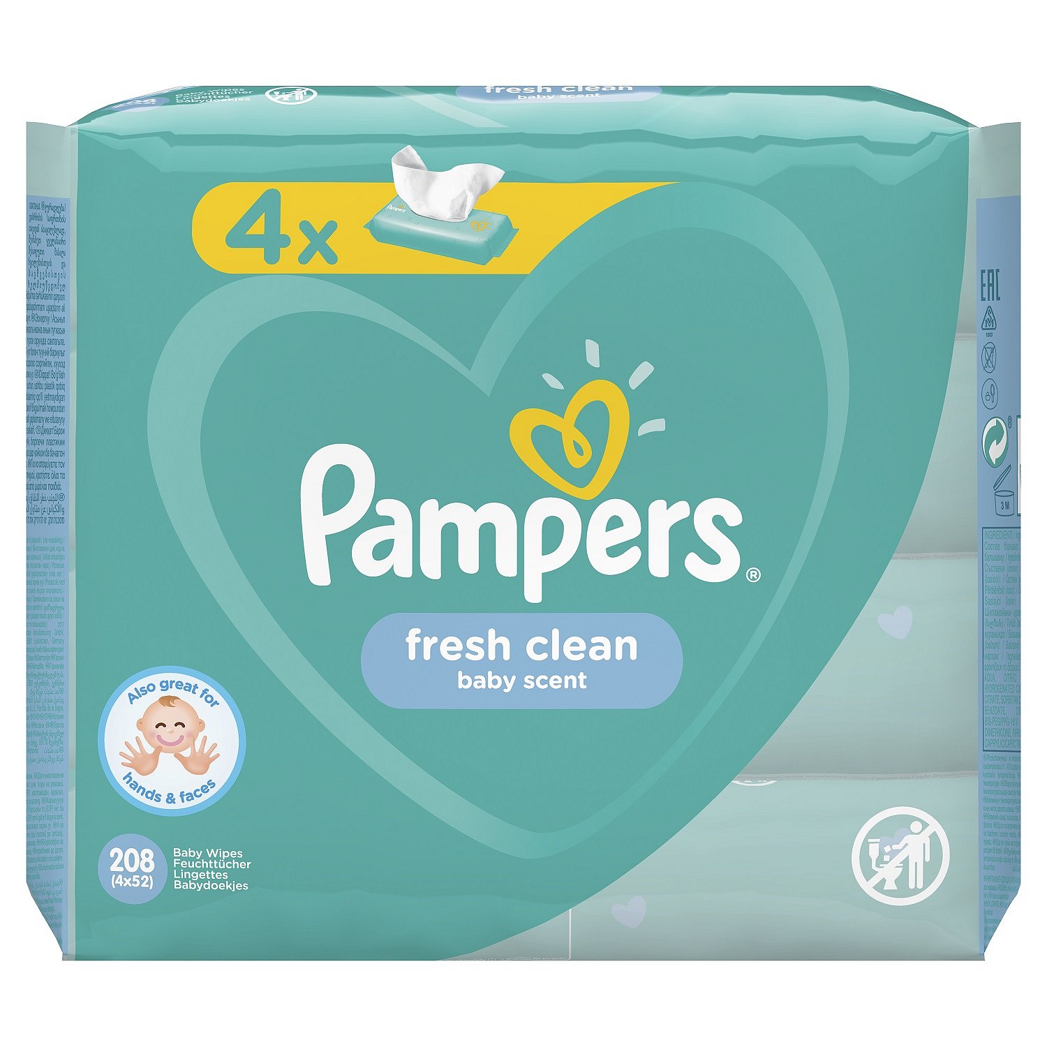 4x PAMPERS Fresh Clean 52 ks - vlhčené ubrousky