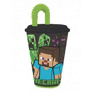 Stor Minecraft 430 ml plastový kelímek s brčkem 1 ks