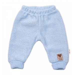 Baby Nellys Pletené kojenecké kalhoty Hand Made, modré,56/62