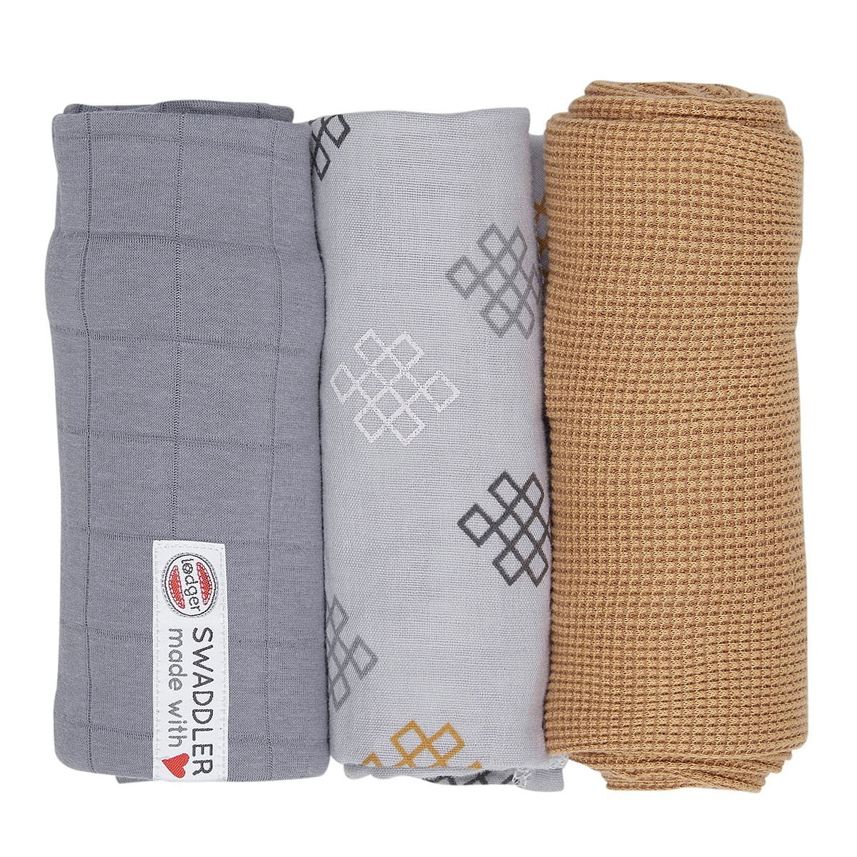 LODGER Plenky Swaddler Empire Knot 3 ks Donkey 70 x 70 cm