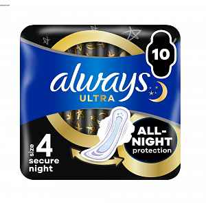 Always Ultra Secure Night hygienické vložky 10 ks