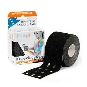 BronVit Sport Kinesio Tape děrovaný 5 cm x 5 m tejpovací páska černá