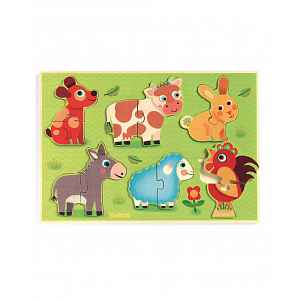 Djeco Dřevěné puzzle Na dvorku