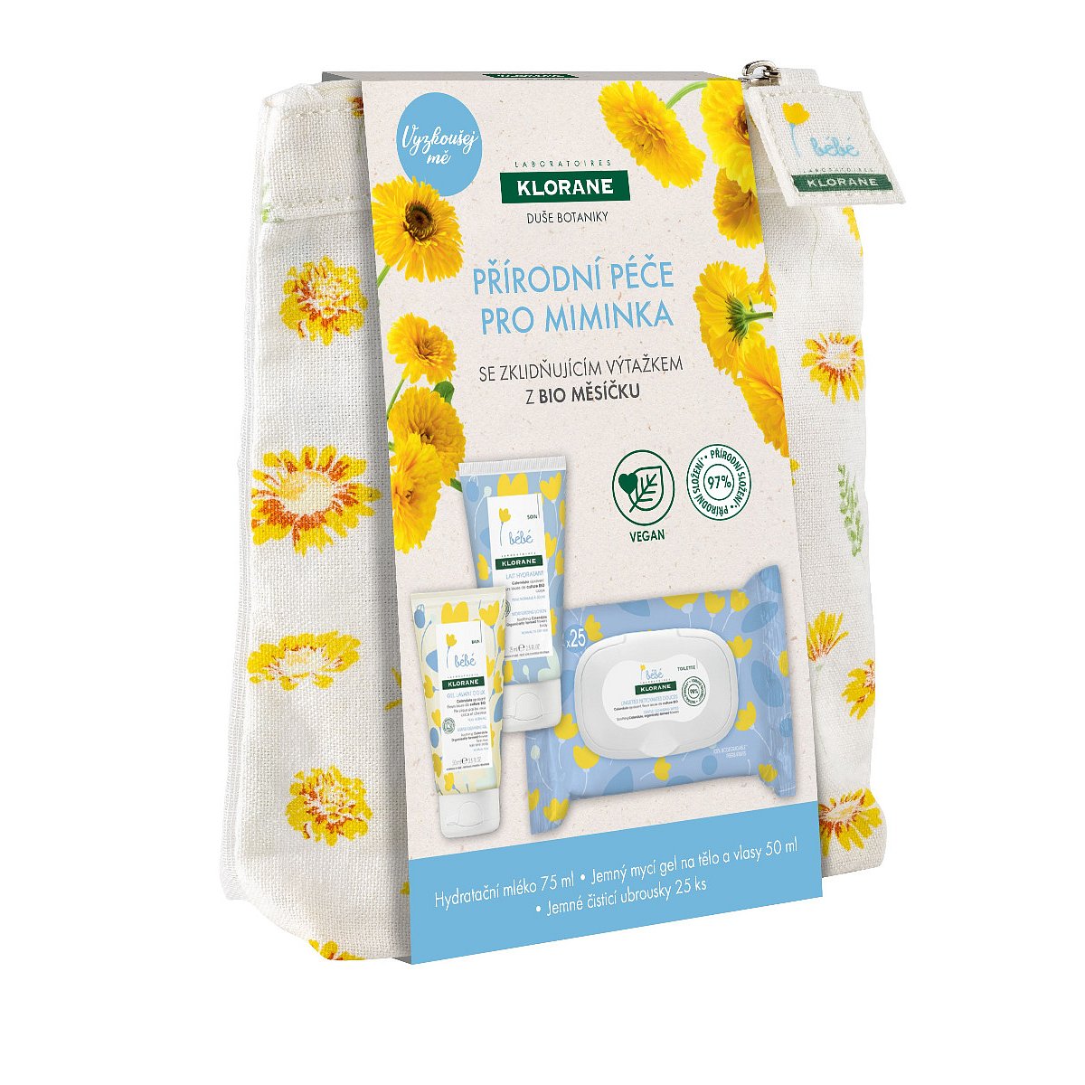 KLORANE Bébé Discovery kit péče pro miminka 3 ks + taštička