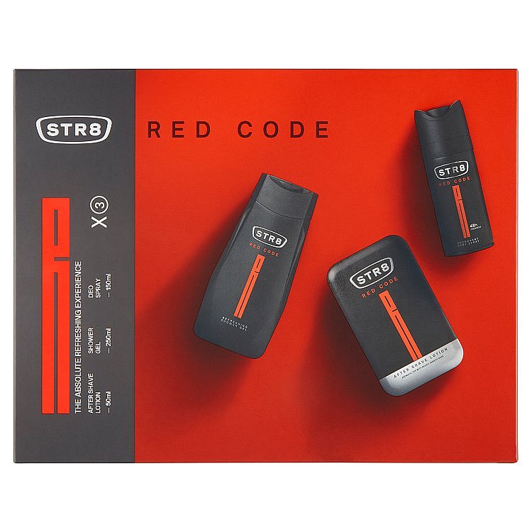 STR8 Red Code - voda po holení 50 ml + deodorant ve spreji 150 ml + sprchový gel 250 ml