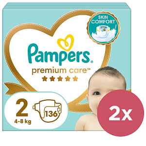 2x PAMPERS Pleny jednorázové Premium Care vel. 2 (136 ks) 4-8 kg