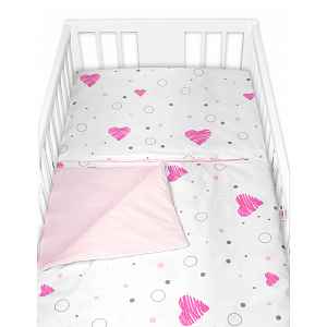 Baby Nellys Povlečení do postýlky, bavlna 2D sada, I love Girl, růžová/bílá, 135x100 cm