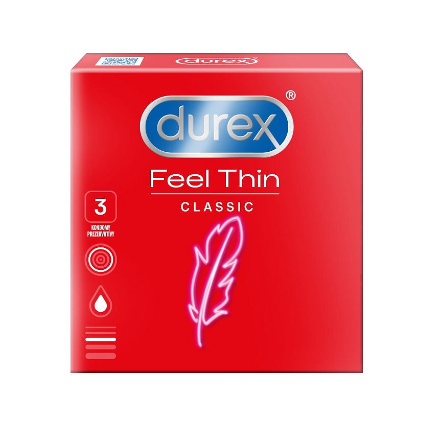 Durex Feel Thin Classic kondomy 3 ks