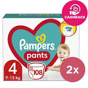 2x PAMPERS Pants Kalhotky plenkové jednorázové 4 (9-15 kg) 108 ks - MEGA PACK