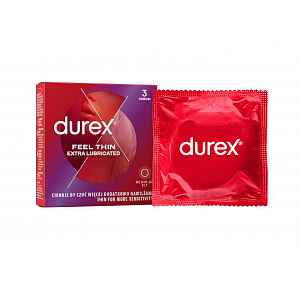 Durex Feel Thin Extra Lubricated kondomy 3 ks