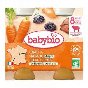 BABYBIO mrkev a sušené švestky s hovězím masem 2x200g