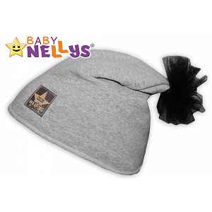 Baby Nellys Bavlněná čepička Tutu květinka ® - šedý melír, 48-52, 2-8let