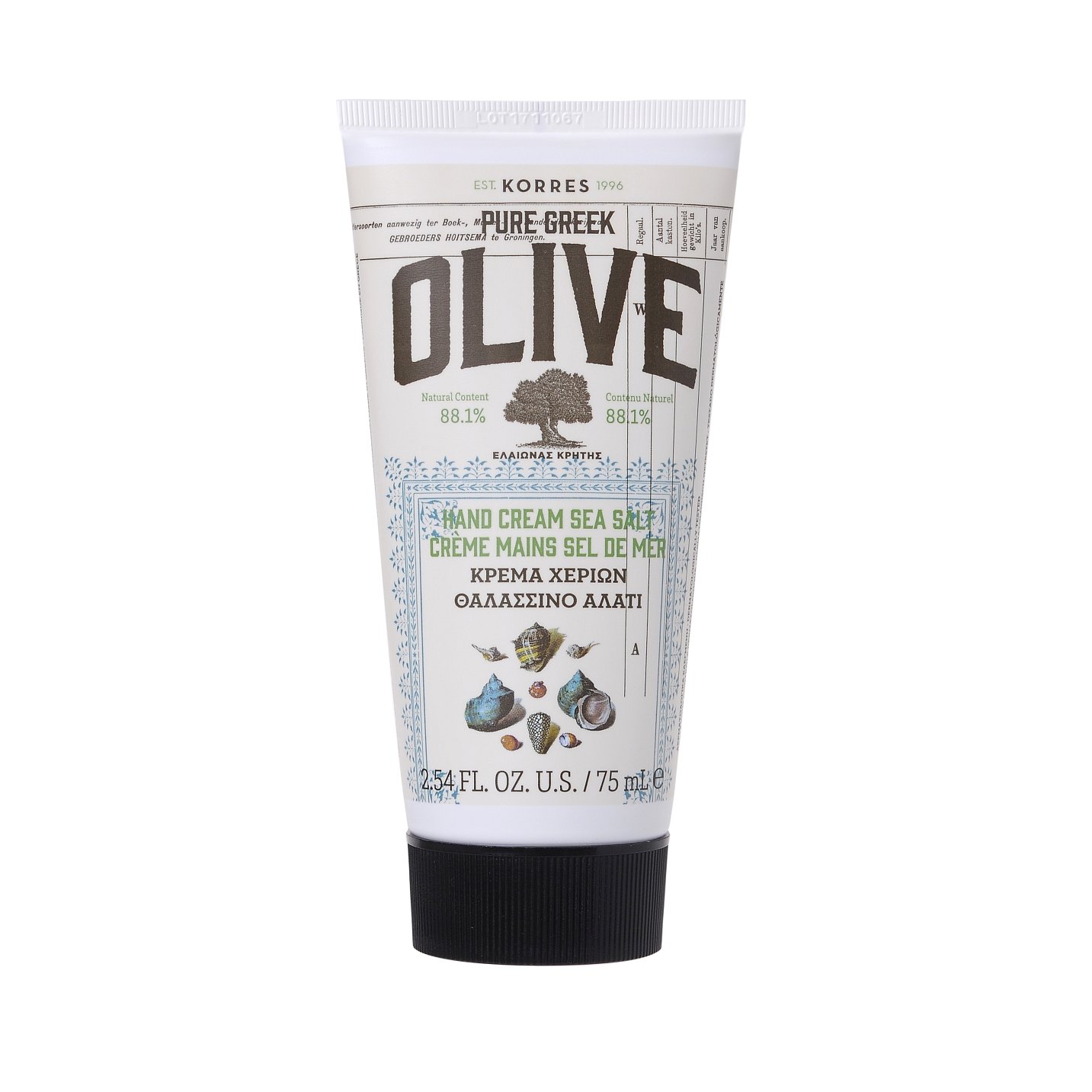 Korres Pure Greek Olive Sea Salt Krém na ruce s řeckým extra panenským olivovým olejem s vůní mořské soli 75ml