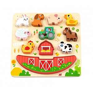 2Kids Toys Balanční puzzle Farma 2v1 – vkládačka + hra, certifikované dřevo, 18m+