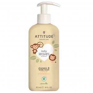 Dětské tělové mýdlo a šampon (2 v 1) ATTITUDE Baby leaves s vůní hruškové šťávy 473 ml