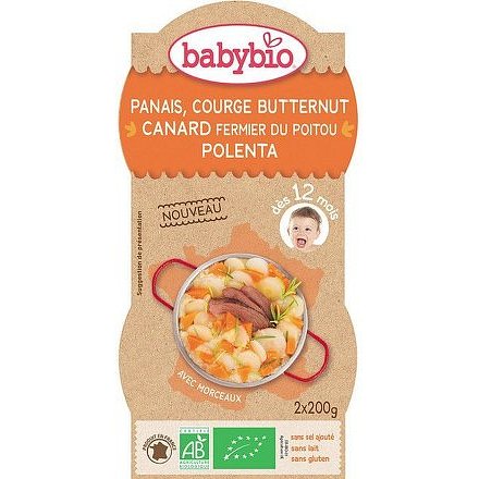 BABYBIO pastinák s máslovou dýní, kachnou a polentou 2x200g