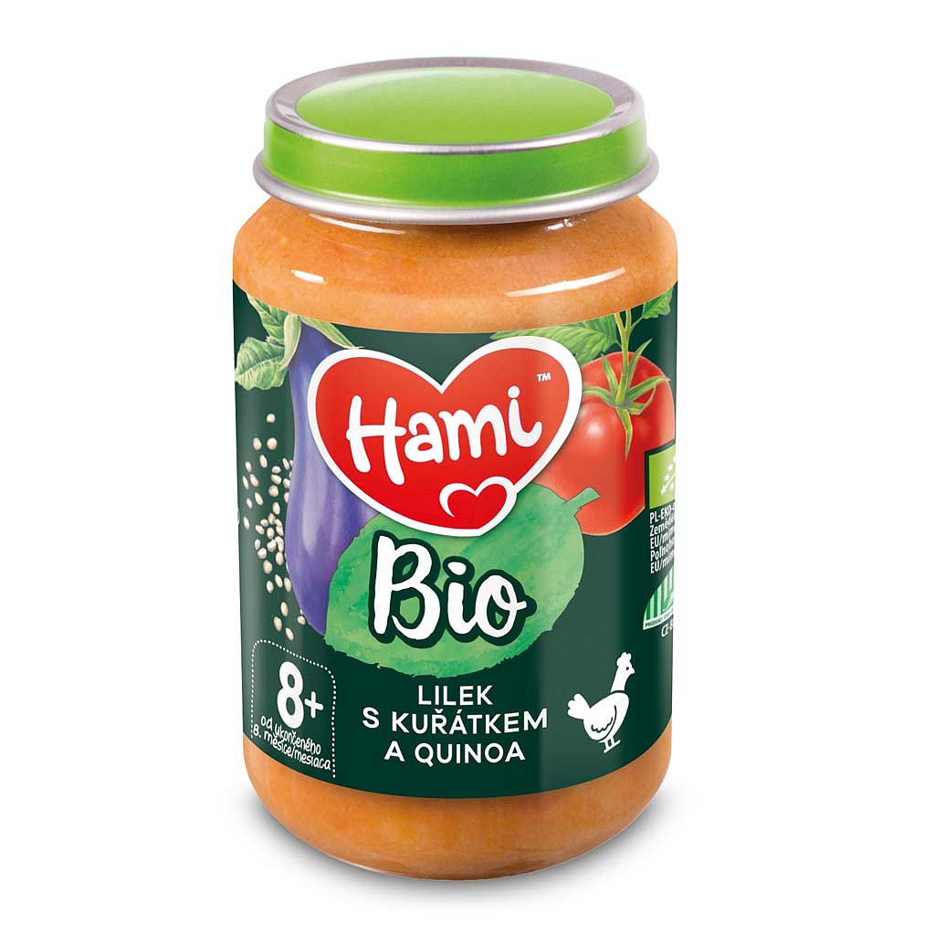HAMI BIO Masozeleninový příkrm Lilek s kuřátkem a quinoa 190 g, 8+
