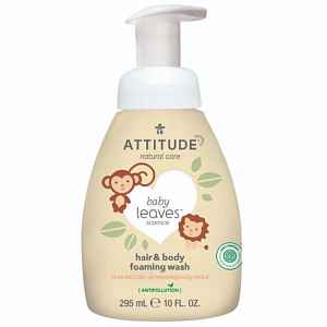 Dětská mycí pěna (2 v 1) ATTITUDE Baby leaves s vůní hruškové šťávy 295 ml