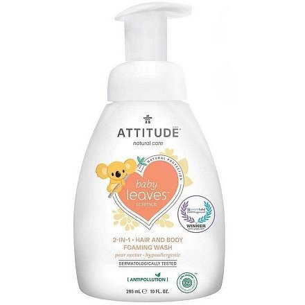 Dětská mycí pěna (2 v 1) ATTITUDE Baby leaves s vůní hruškové šťávy 295 ml