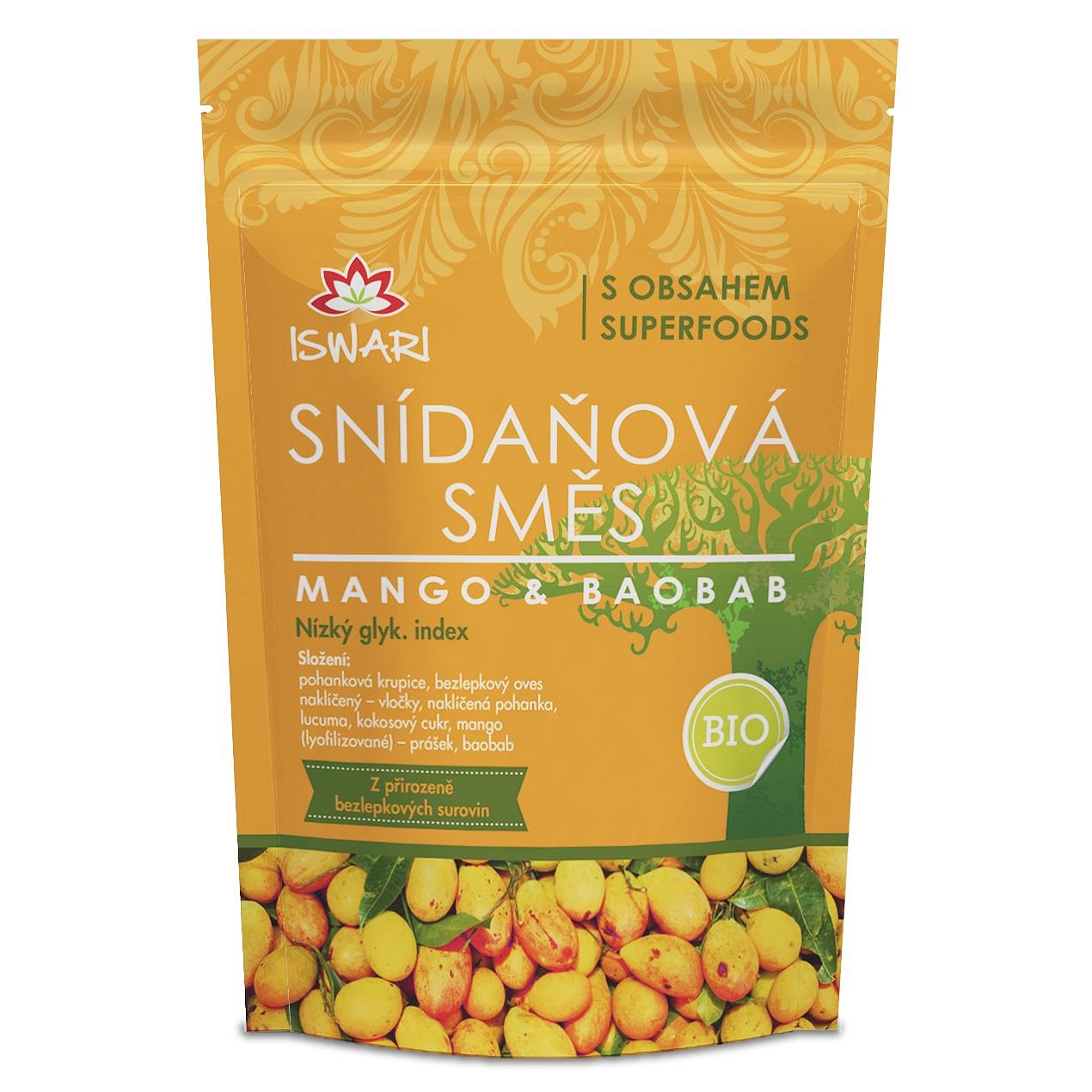 Iswari BIO Snídaňová směs mango-baobab 300 g