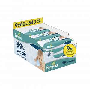 Pampers 99 % Water dětské čisticí ubrousky 9x60 ks