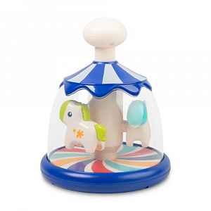 Toyz Toyz Edukační hračka Káča s koníky – modrá, kolotoč, 6m+