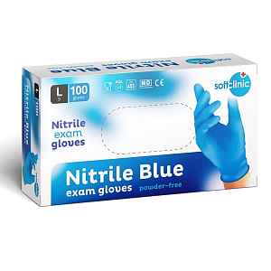 Softclinic Nitril Ruk.vyšetř.nepudr.modré L 100ks
